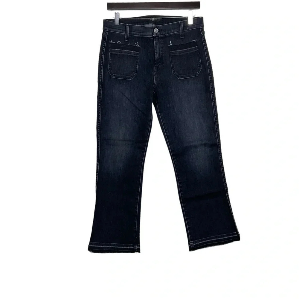 7FAMK Cropped Released Hem Black Jeans Size 30